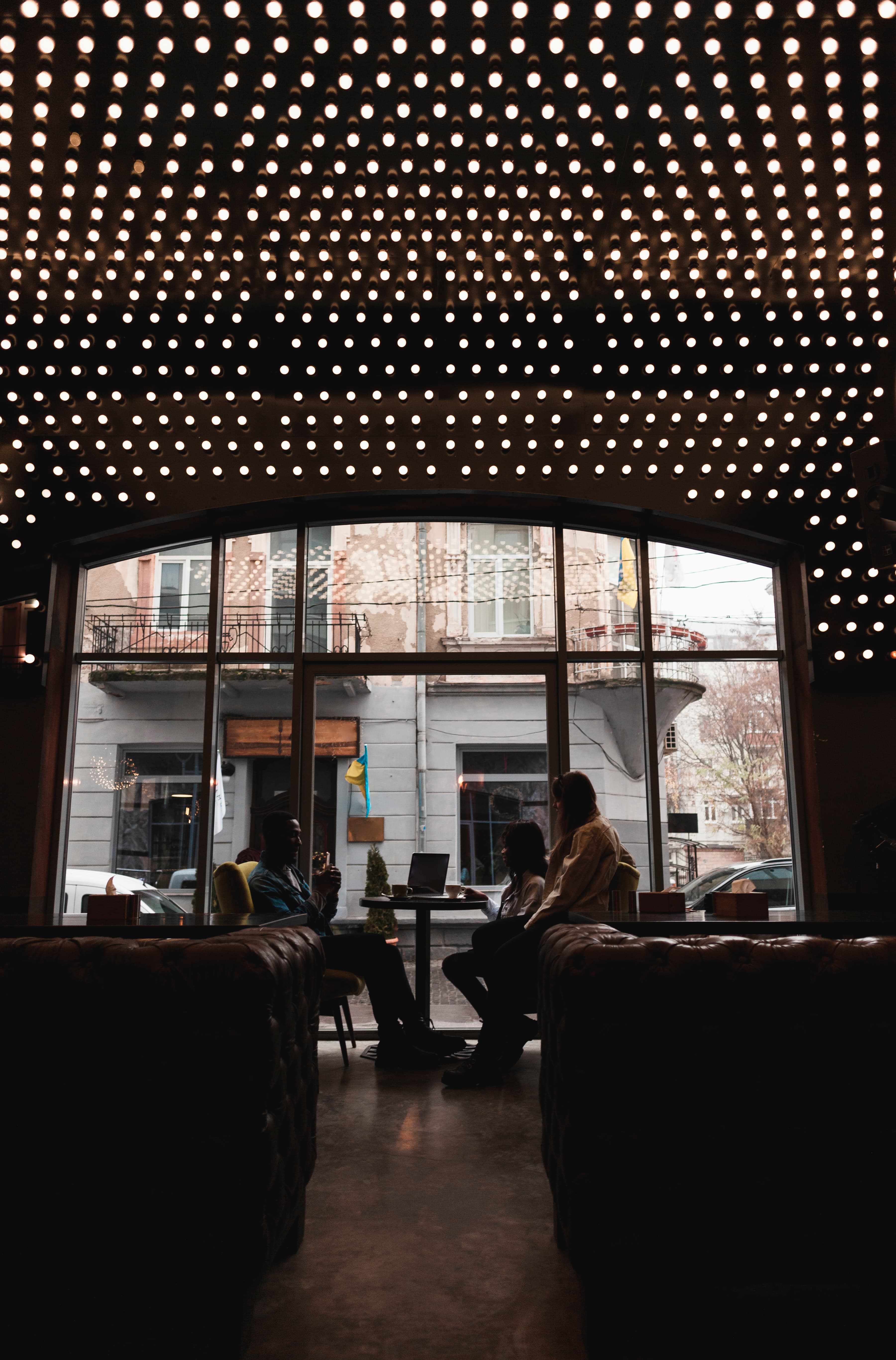 Couple dining side view